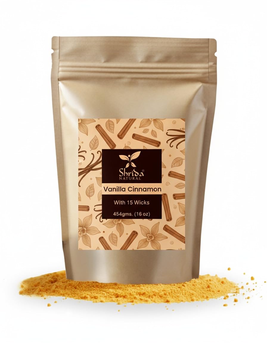 - Vanilla Cinnamon Sand Wax Candle, 454g, 100% Soy Sand Wax with 15 Cotton Wicks, Customizable DIY Candle, Warm Cozy Bakery Aroma, Refillable Home Décor Candle for Festive, eco Friendly
