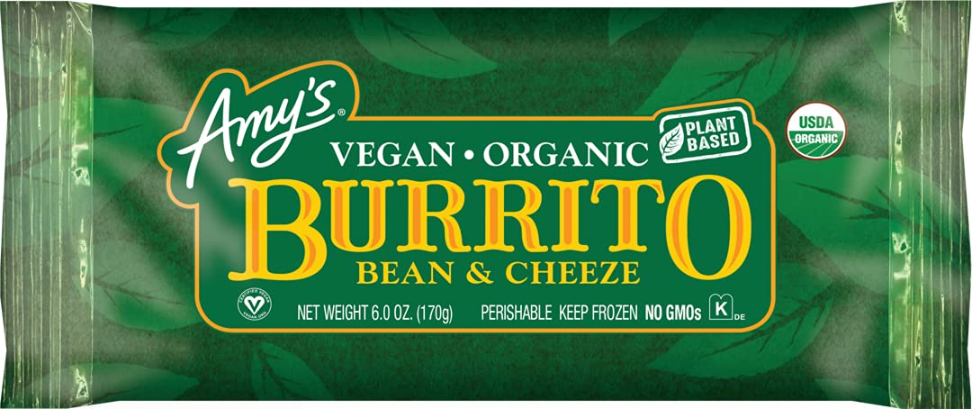 Amy's Frozen Burrito, Vegan Bean & Cheeze, Gluten Free, Non-Dairy, 6.3 oz.