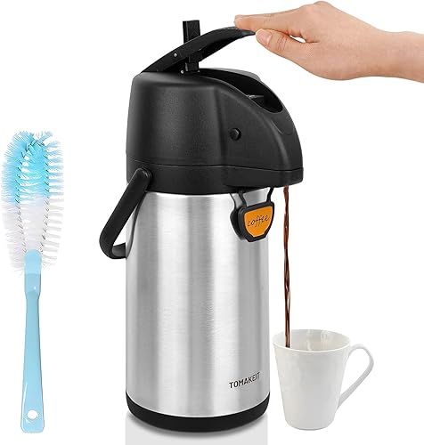 Airpot - Dispensador de café térmico con bomba, 2.2L74 onzas, aislado de acero inoxidable, gran jarra de café, palanca de acción para agua