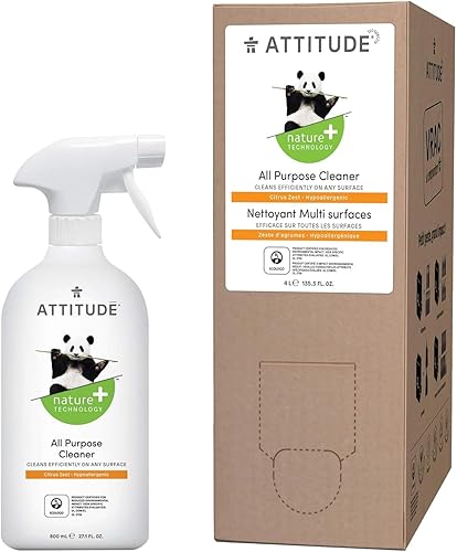 Bundle of ATTITUDE - Limpiador en aerosol multiusos, fórmula eficiente a base de plantas y minerales, vegano y libre de crueldad, ralladura de