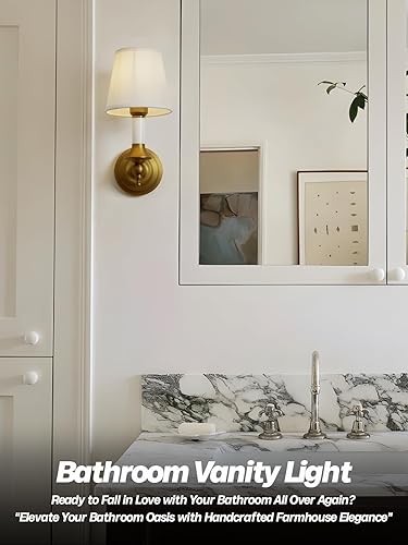 Miniatura 3 de Lámpara de pared vintage de tela rústica, lámpara de pared de tela de lino rústica, lámpara de pared con acabado de latón antiguo cableado para