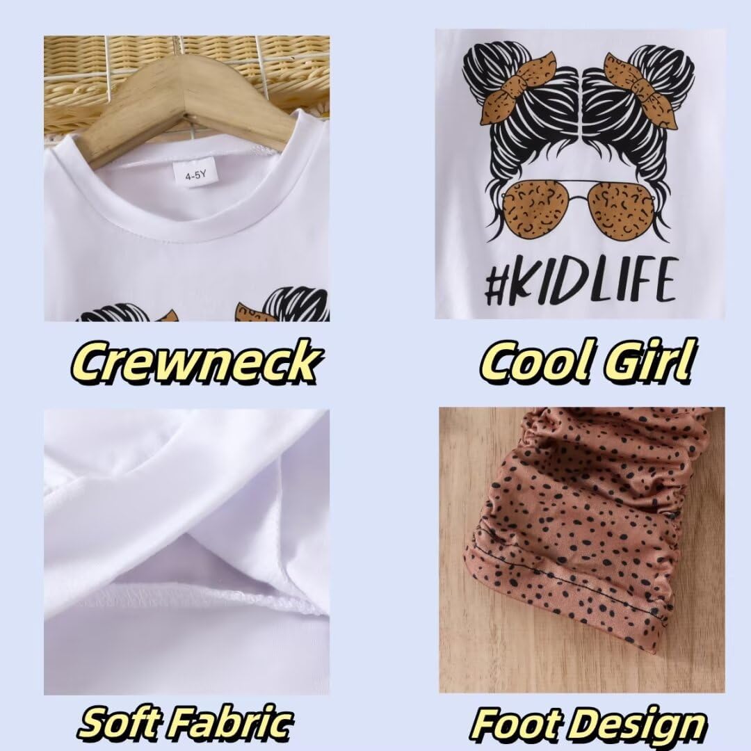 Kids Toddler Girls Clothes Figure Graphic Drop Shoulder Top Pullover Spotted Print Pants Fall Winter Outfit Set - Image 7