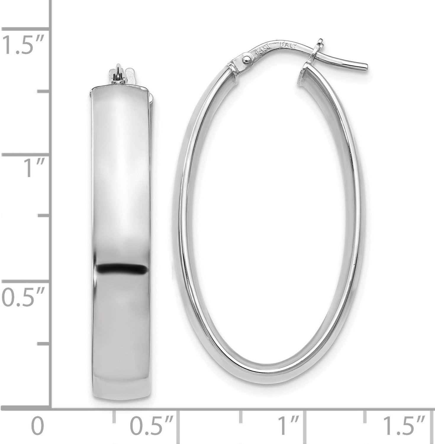 14k White Gold Oval Hoop Earrings for Women with Polished Finish, Lightweight Design, Secure Latch Back Closure, Classic Everyday Wear, Minimalist Gold Hoops, Modern Style, Timeless Elegant Look - Image 3