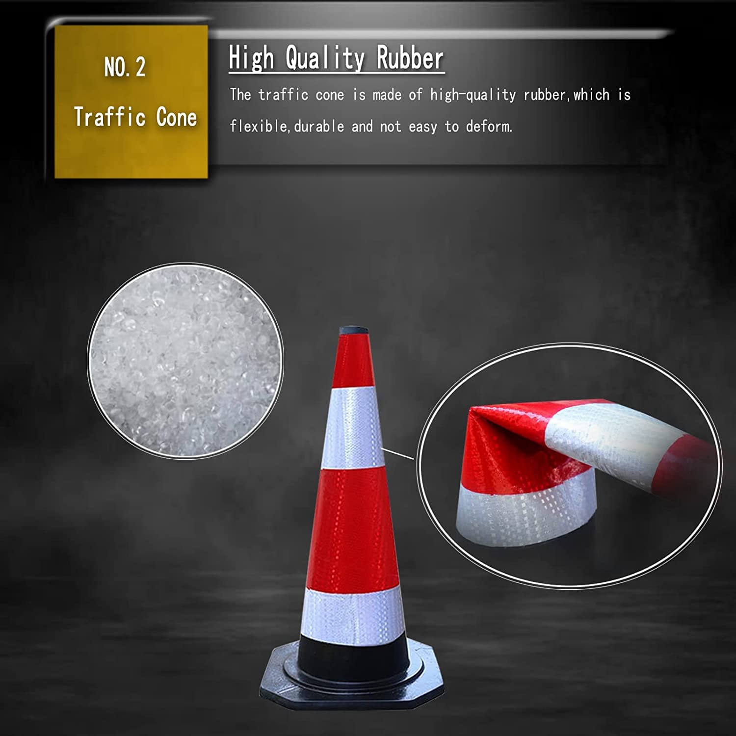 Cônes de sécurité réfléchissants parfaits - Cônes de stationnement pour chantier routier - Cônes de danger polyvalents lestés pour la formation à la conduite et l'allée (lot de 4 H) (lot de 6 H)