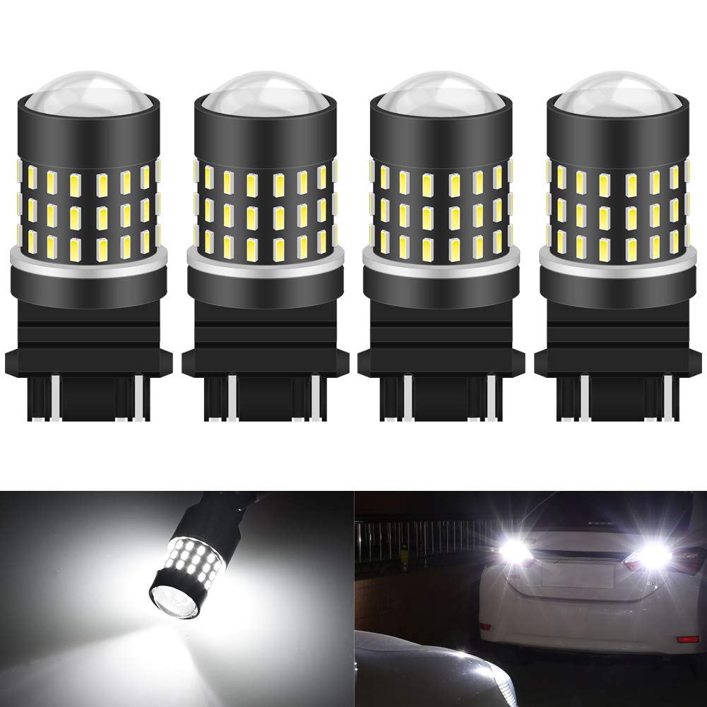 KATUR 3157 3047 3057 3155 3156 żarówka LED 3014 54 chipsety 650 lumenów zamiennik do kierunkowskazu cofania cofania tylnego hamulca tylnego światła parkowania RV, ksenonowa biała (4 sztuki)