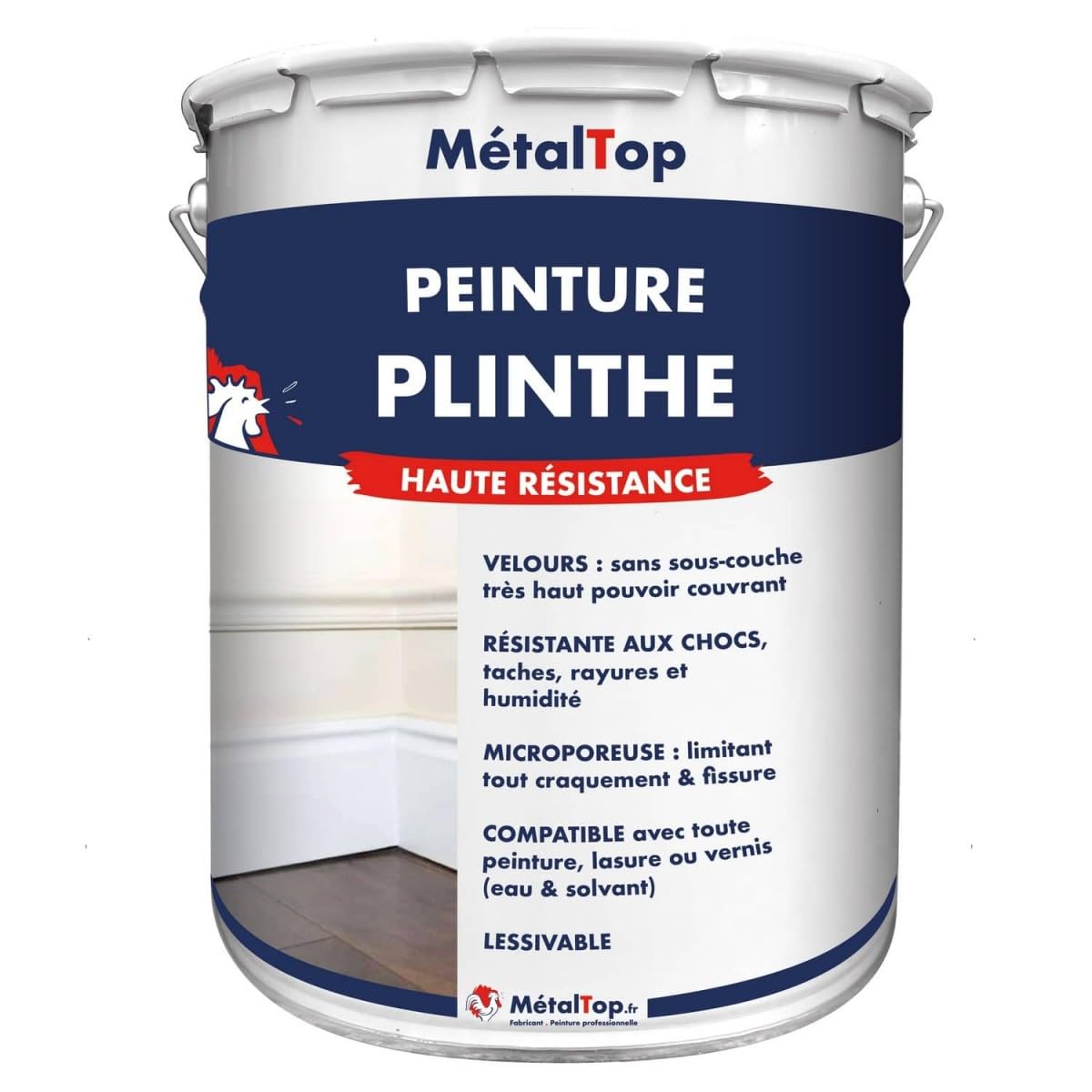 Metaltop Peinture Plinthe - Blanc pur - RAL 9010-1 L Solution idéale pour protéger et embellir vos plinthes en bois.