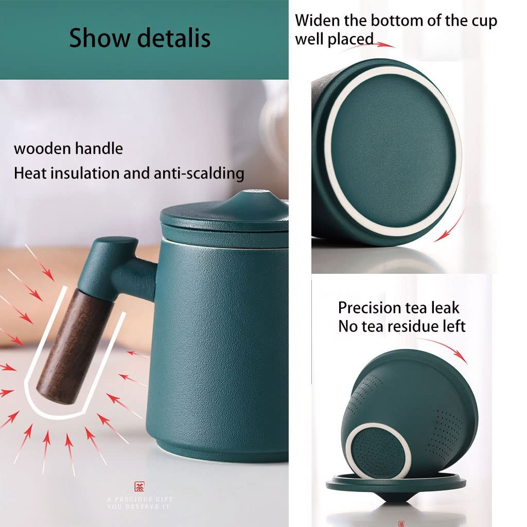 HSQMA Tasse De Thé en Céramique avec Infuseur Et Couvercle, Mignonne Tasse De Thé avec Filtre en Vrac, Chinois La Tasse De Thé en Porcelaine Fait À La Main for Le Bureau À Domicile (Color : Black)