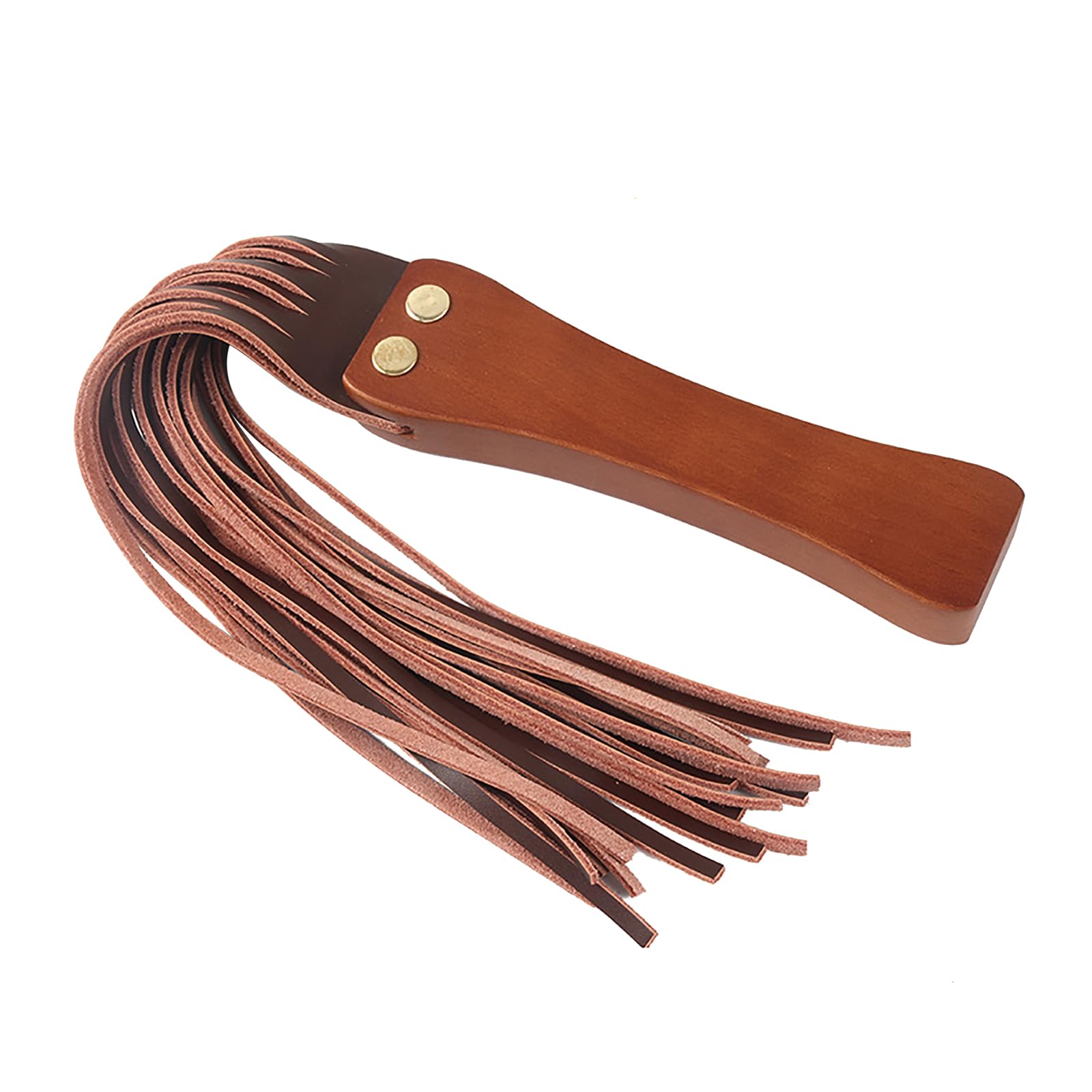 FakeFace Leather Paddle Horse Whip with Anti-Slip Wooden Handle, 18.5" Equestrianism Riding Crop Aid for Horse Training (Style 2-Brown)