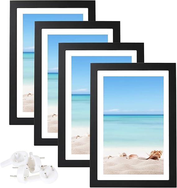 LIVTE 4PACK Picture Frames, 8x11.5 Poster Frames Black