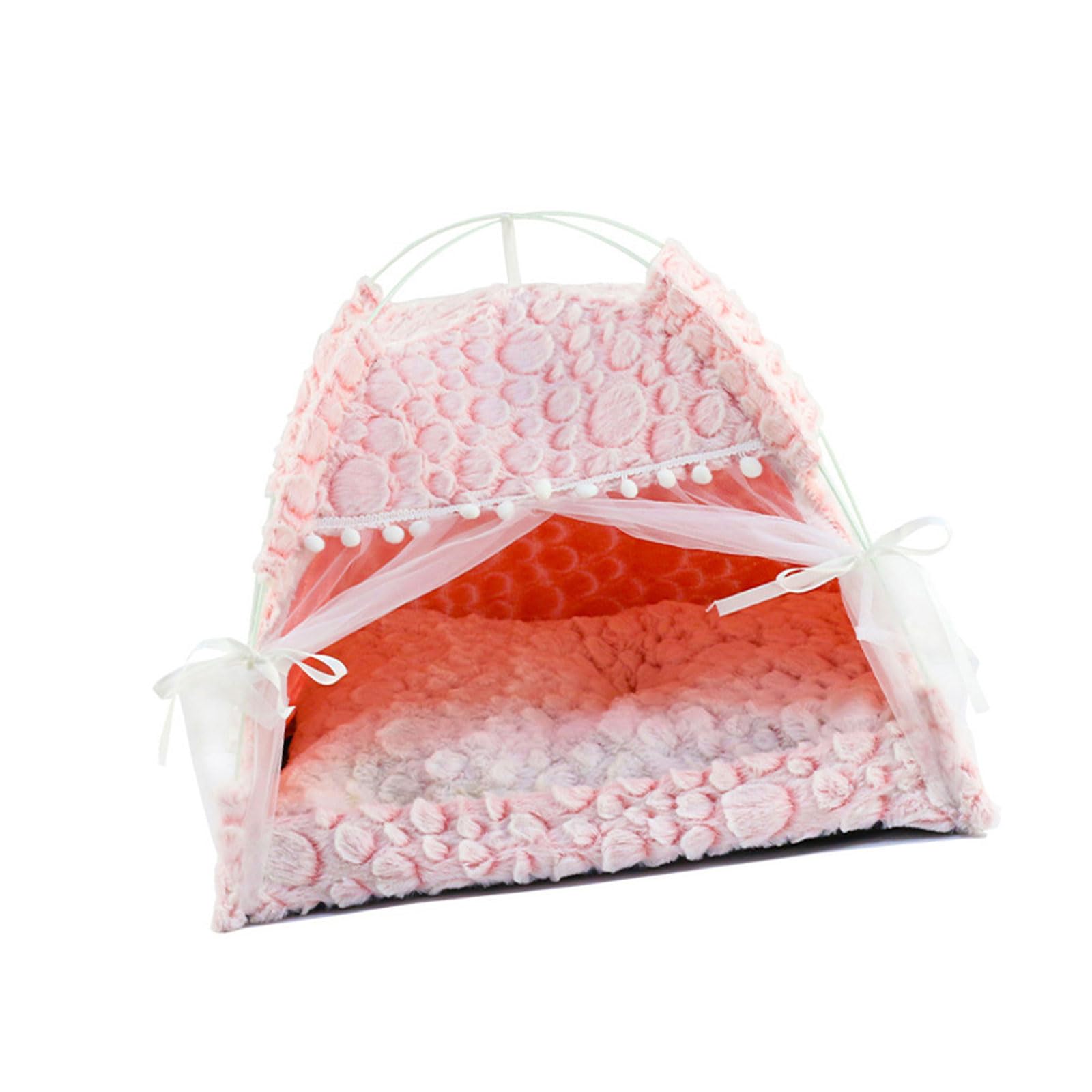 NEWFT Lovely Plushie Pet Teepee Tent for Kitten Dogs Lightweighted and Removable Kitten Bed Designing with Washable Bed
