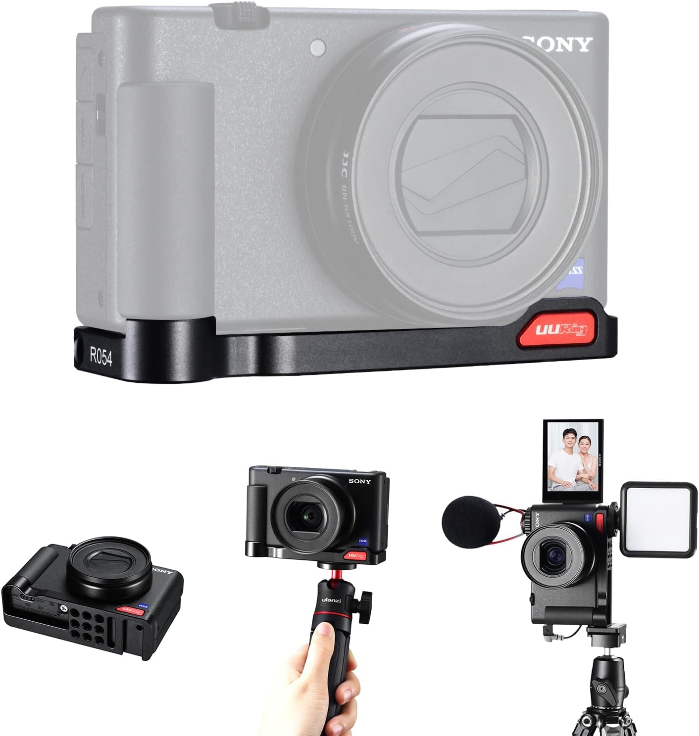 UURigZV-1 Camera Base Mount Bracket for Sony ZV1, with Cold Shoe Microphone/Light Extension Mount on Bottom, Support Vertical Video Shooing YouTube Streaming Vlog Accessories - R054