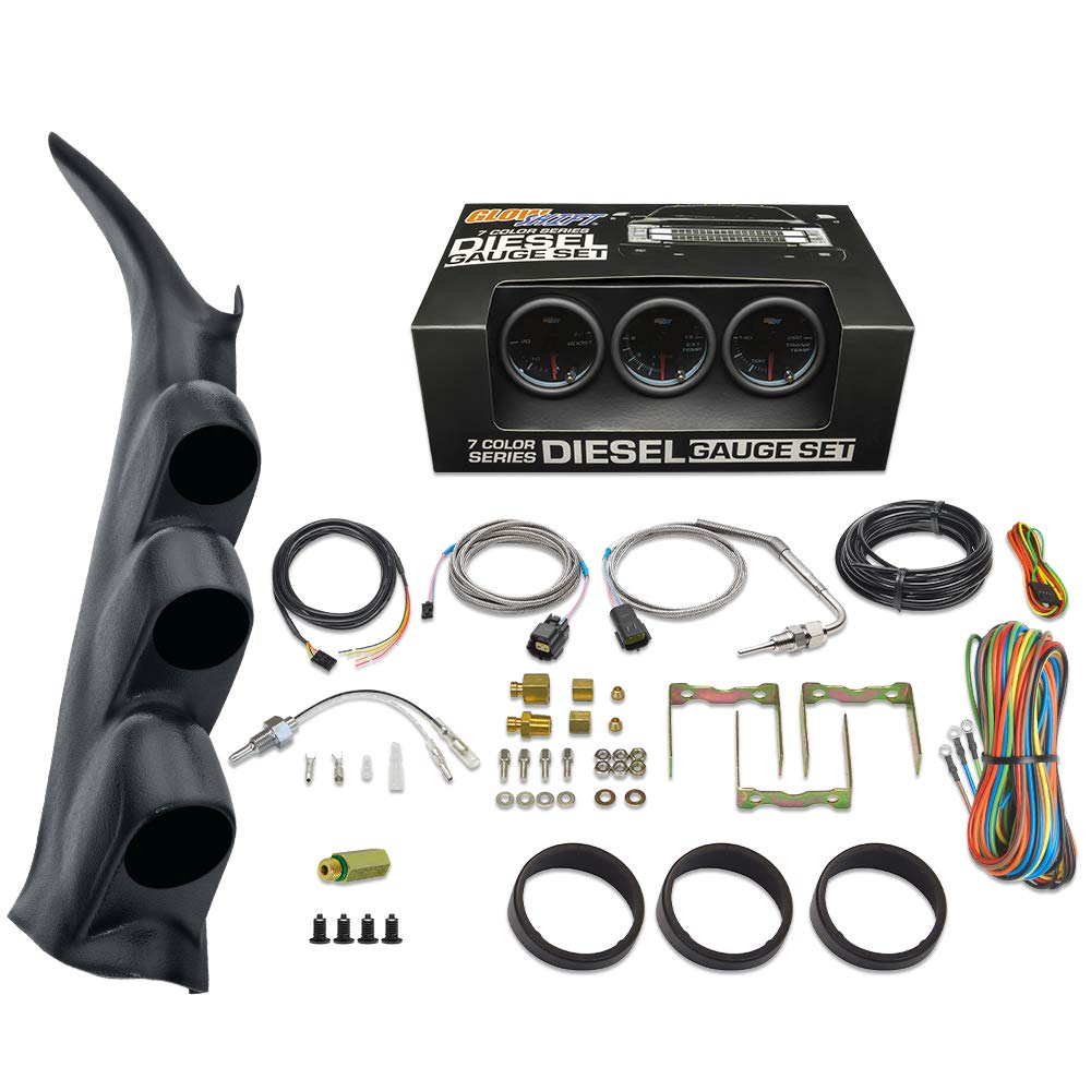 GlowShift Diesel Gauge Package Compatible with Chevrolet