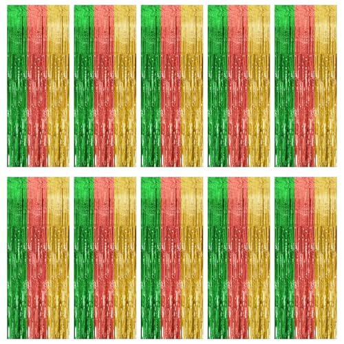 Image of 10 Pack Hawaii Backdrop Party Decorations Tinsel Curtain Summer Party Streamer Foil Fringe Birthday Decorations Photo Booth Vibrant Theme Christmas Beach Baby Shower Graduation Decor