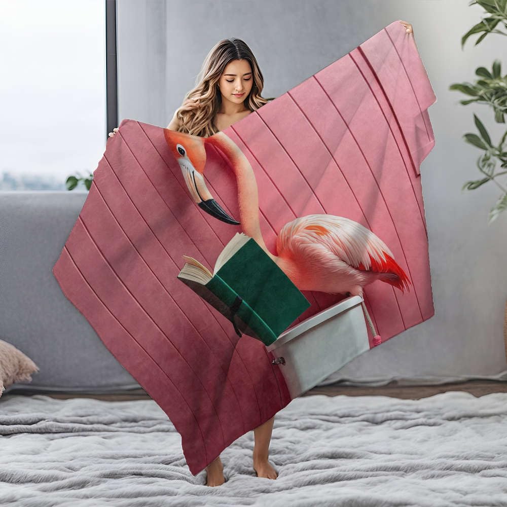 Manta pequeña con diseño de flamencos, libro de lectura en el inodoro, manta de franela personalizada para bebé (150 x 200 cm)
