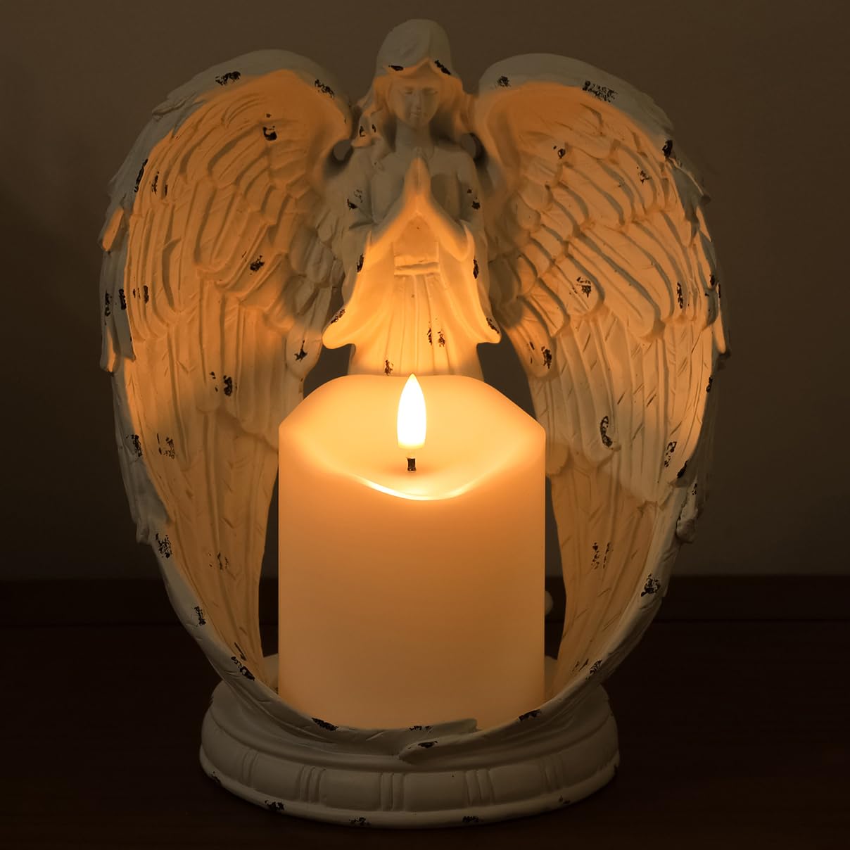 Bereavement Gifts for Loss in Memorial of Loved One, 8.5 Inch Angel Candle Holders, Angel Satue Catholic Condolence Sympathy Gift for Remembrance
