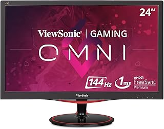 ViewSonic VX2458-MHD 24 Inch 1080p 1ms 144 Hz Gaming Monitor with FreeSync Flicker-Free and Blue Light Filter HDMI and DP, Black