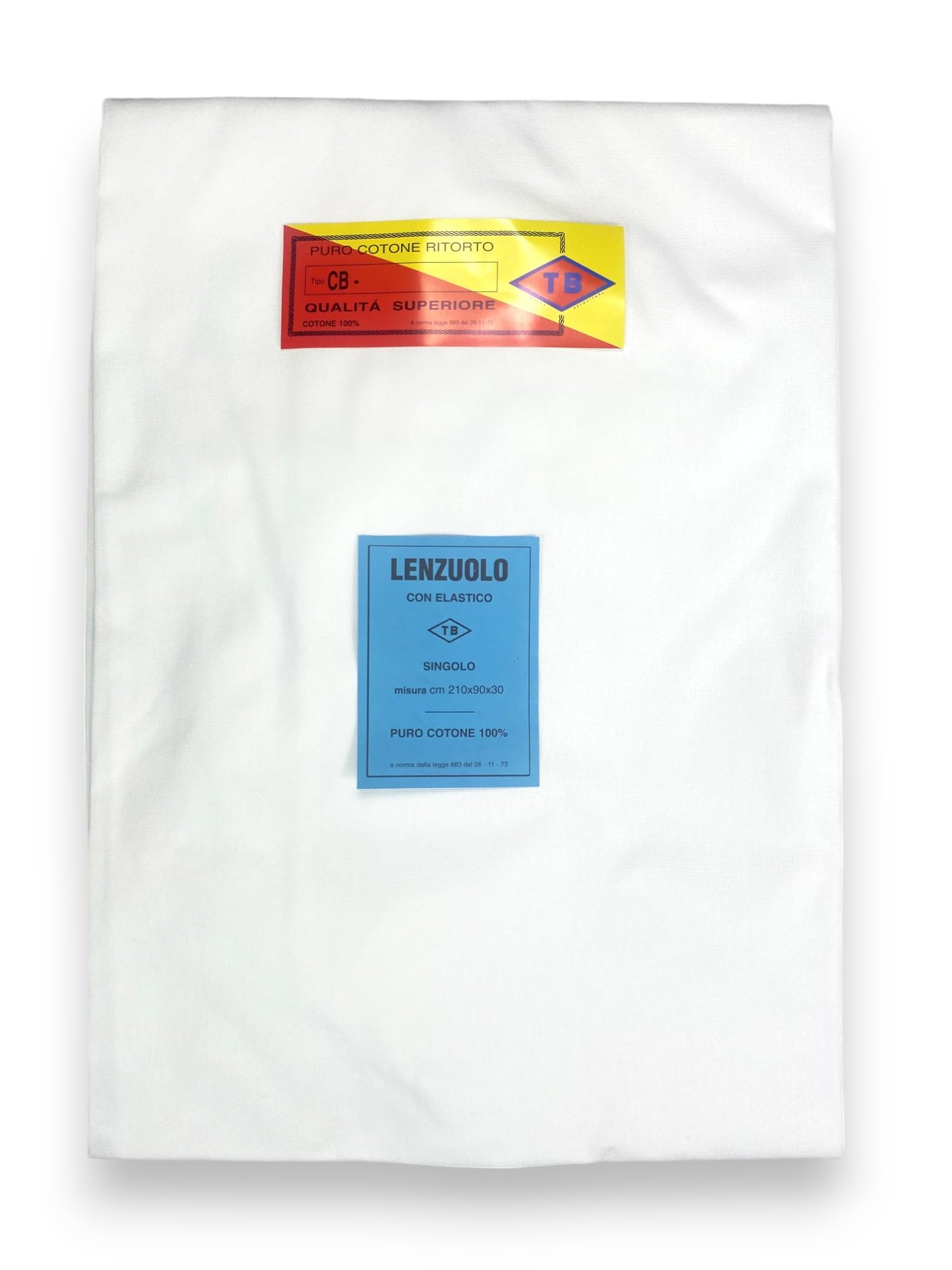 Lenzuolo con elastici TB Poirino in cotone ritorto, adatto a materassi super alti fino a 30 cm - 3 misure - Cm. 90x210x30