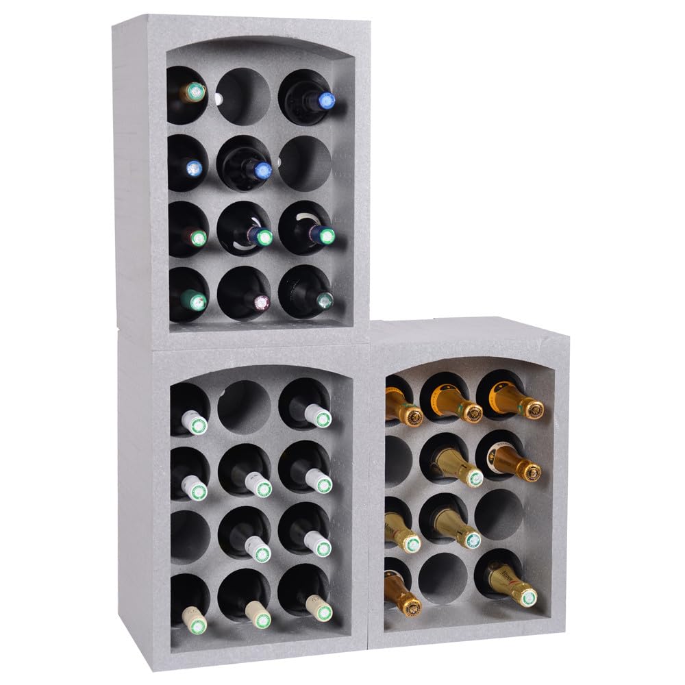 Deconation Lot De 3 Casiers Porte Bouteilles -3x12 Soit 36 Bouteilles - Polystyrène Expansé - Stockage Et Transport