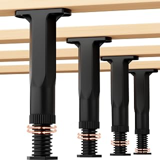 FafdBinm 4-Pack Adjustable Bed Support Legs 5.9-11in Black - 600lb Anti-Sag Stabilizers for Platform King Beds
