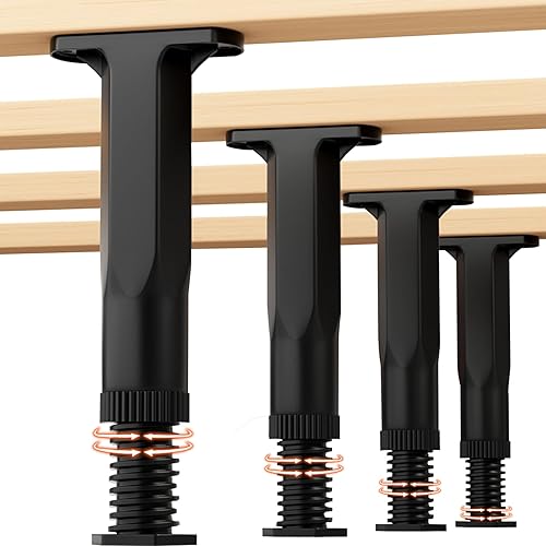 4PC Bed Support Legs,Adjustable Height 5.9-11 inches,Black