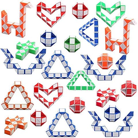Viccess 24 Pack Magic Snake Cube Mini Snake Speed Cube Toy 24 Wedges Twist Puzzle Toys Educational Toy for Kids, for Girls and Boys,Party Favours Party Bag Fillers(Random Color) Cover