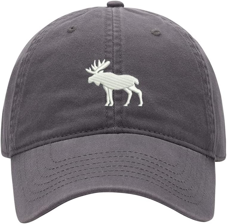 Baseball Cap Men Moose Silhouette Embroidered Washed Cotton Dad Hat Baseball Caps