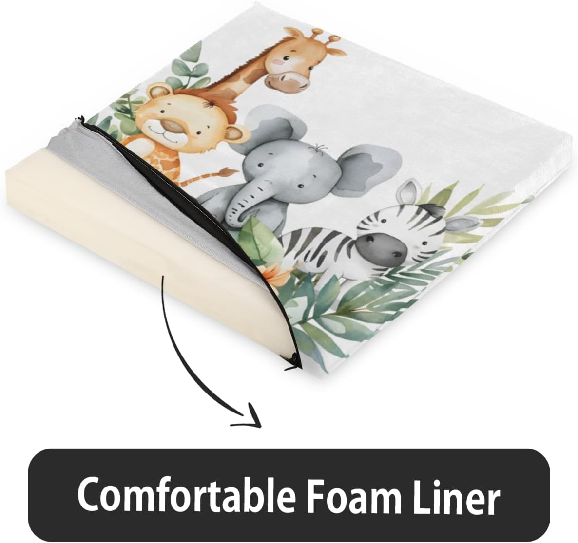 Woodland Jungle Funny Cute Animals Memory Foam Chair Cushion for Dining Chair Comfortable Seat Cushion Non Slip Kitchen Cafe Office Square Chair Pad
