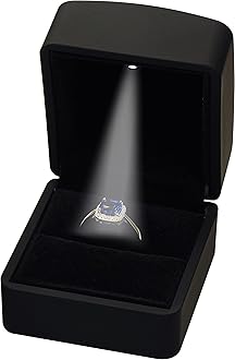 The Jewellery PakThe Jewellery Pak LED Black Ring Box for Proposal, Wedding, Engagement, Birthday, Valentine' Day, Christmas...Luxury LED Ring Jewelry Gift Box with Light for Men for Women for Girls