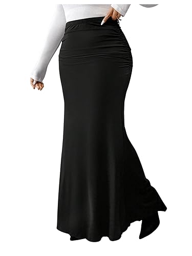 Women's Plus Size Maxi Skirt High Fishtail Knitted Bodycon Waisted
