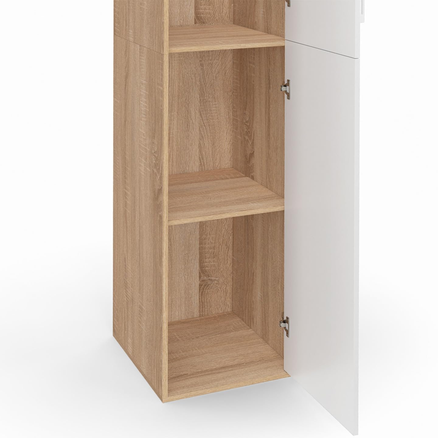 IDMarket - Büroschrank 180 cm multifunktional Sylvia weiß und Holz 1 Tür 3 Regale