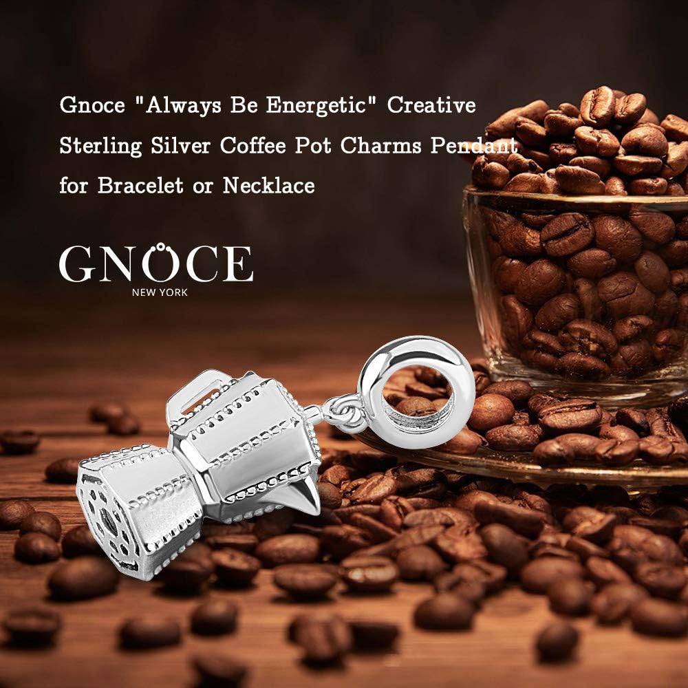 GNOCE Coffee Pot Pendant Charms 925 Sterling Silver Always Be Energetic Dangle Charms fit for Bracelet/Necklace Women Men… - Image 8
