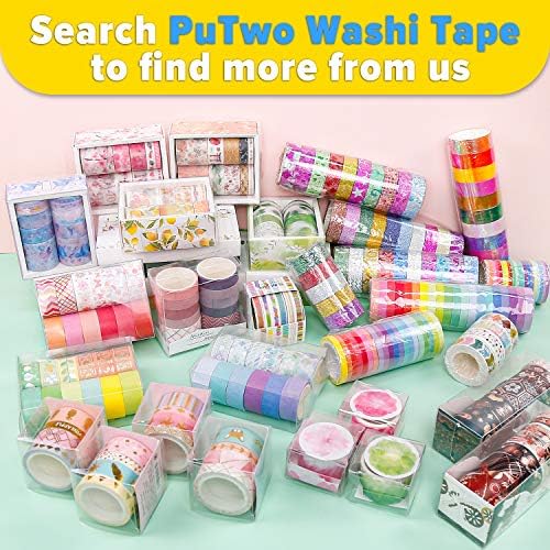 PuTwo Washi Tape, 30 Rolls Glitter Washi Tape, 15mm Washi Tape Set, Decorative Tape, Cute Washi Tape, Vintage Washi Tape, Japanese Washi Tape, Washi Tape for Journal, Decorative Tape for Crafts