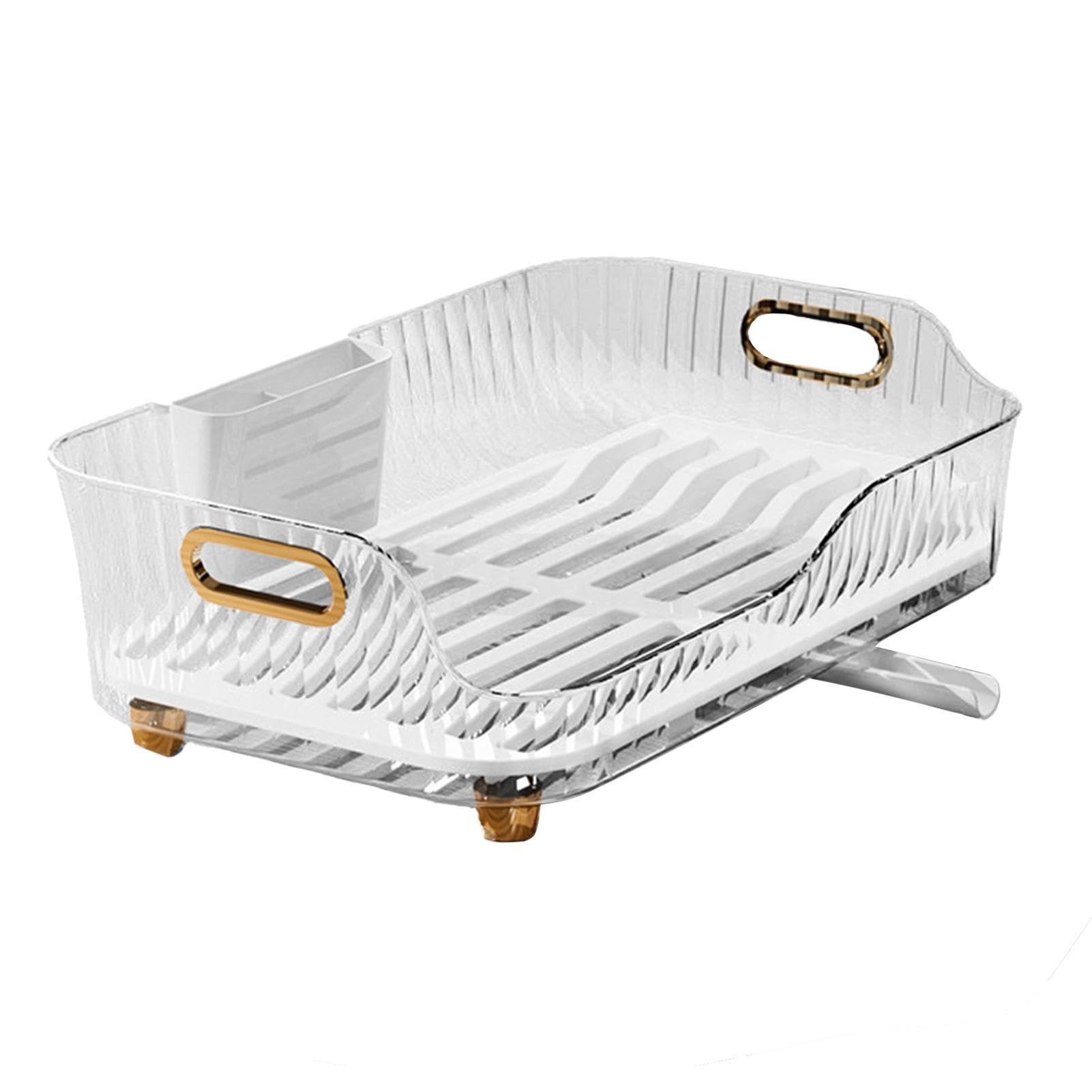 Escurreplatos, secador de platos para el mostrador de la cocina, gran tendedero con soporte para cubiertos, soporte de vajilla inoxidable con boquilla giratoria, soporte de secado con soporte para