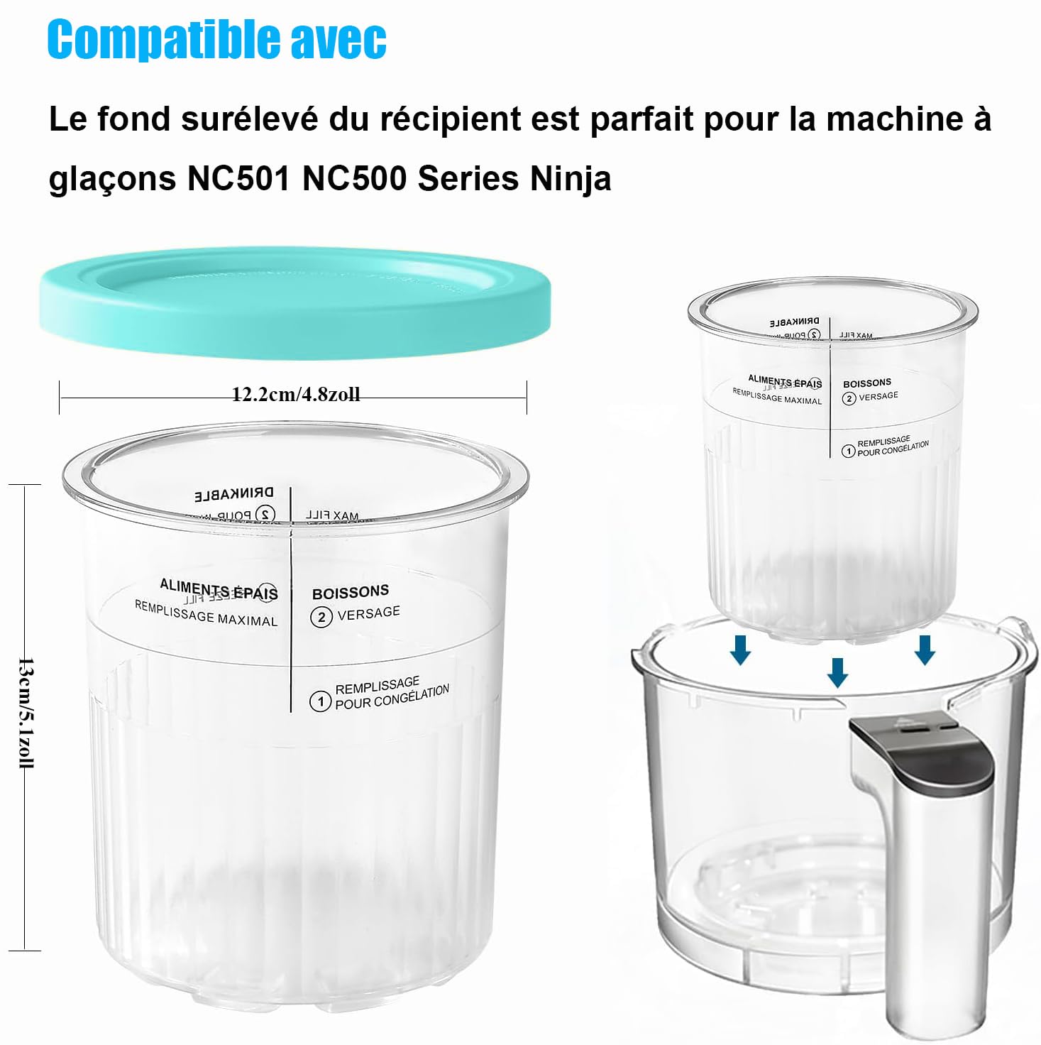 Lot de 2 Récipients à Crème Glacée de Rechange pour Ninja Creami Deluxe NC501/NC500 Series, 680ML pour Accessoires Ninja Machine à Glace, Sans BPA Et Lave-Vaisselle