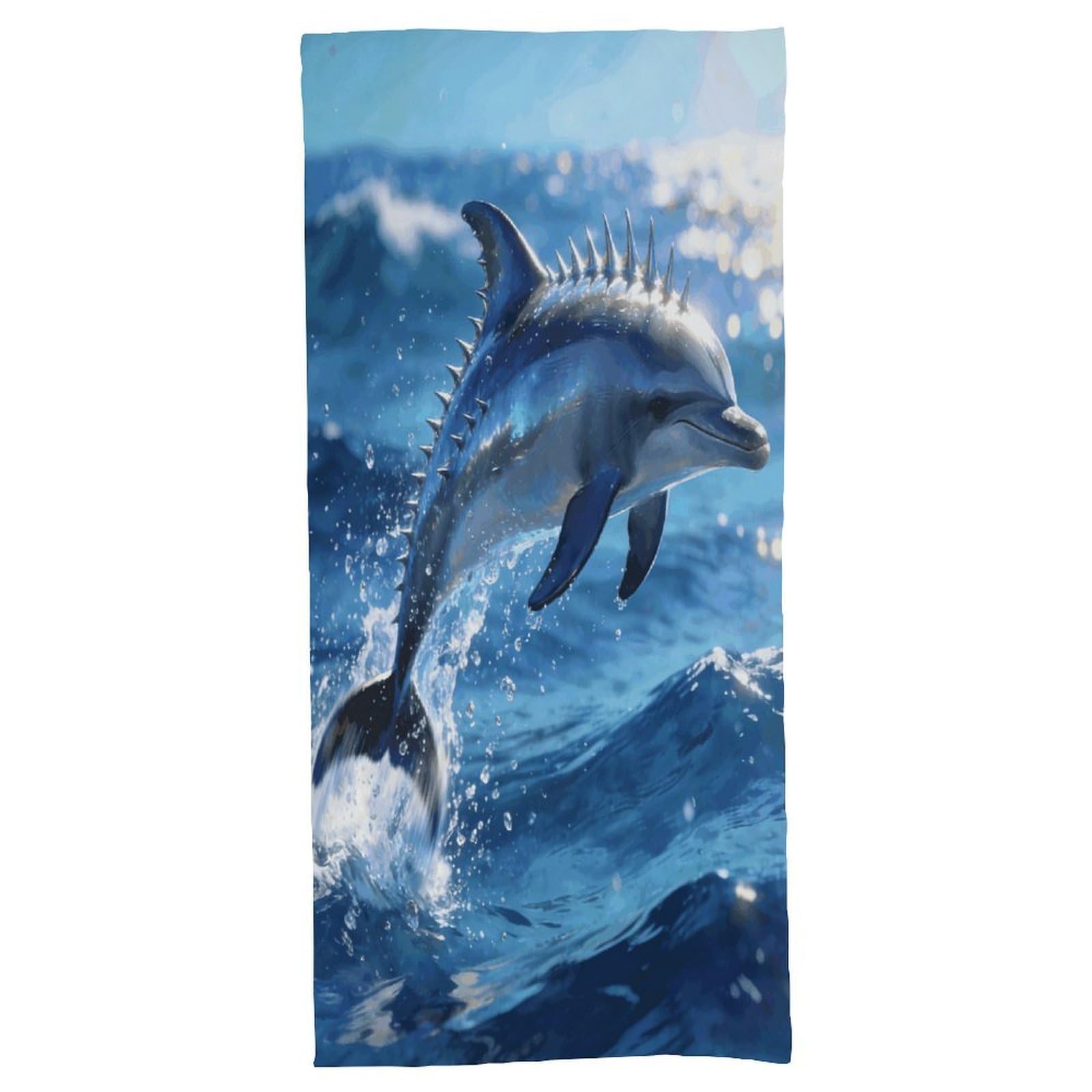 Fodpand Style Marine Art Spiny Dolphin Bath Towel, Highly Absorbent & Quick Drying Beach Towel, Compact & Lightweight Pool Towel For Bathroom, Beach, Pool, Gym, Spa, And Hotel Use