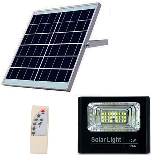BSOD Luces solares de inundación para exteriores, bombillas LED solares para exteriores, impermeables, pequeñas pero brillantes, 25 W con control