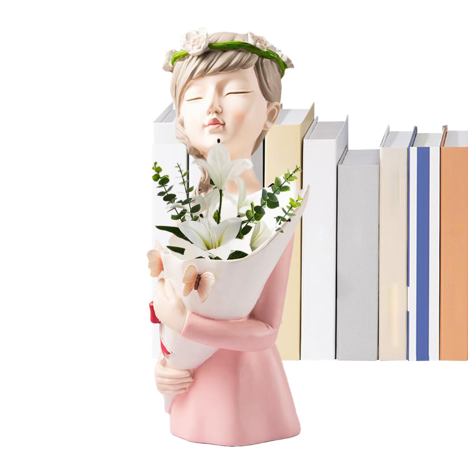 Vase artistique en résine robuste et incassable au design de sculpture féminine moderne