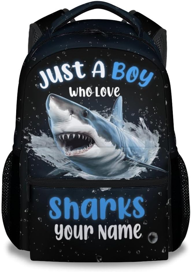 COZYAURA Personalized Backpack - 17 Inch Large Capacity Shark Bookbag - Lightweight Kids' Backpacks for Elementary & Travel