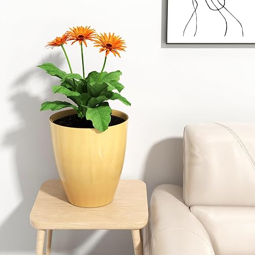 Miniatura 4 de QCQHDU Macetas de 10 pulgadas de alto para plantas de interior y exterior, paquete de 2 macetas resistentes para plantas de árbol para porche