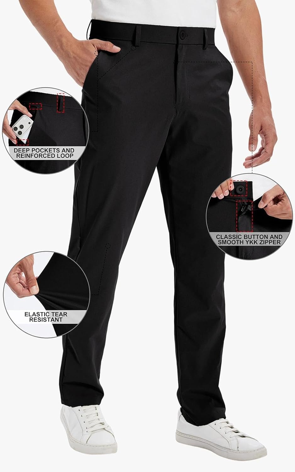 Golf-Dress-Pants-Men-Stretch-30/32/34"-Lightweight-Water-Resistance-Quick Dry Business Work Casual Classic Fit 4 Pockets