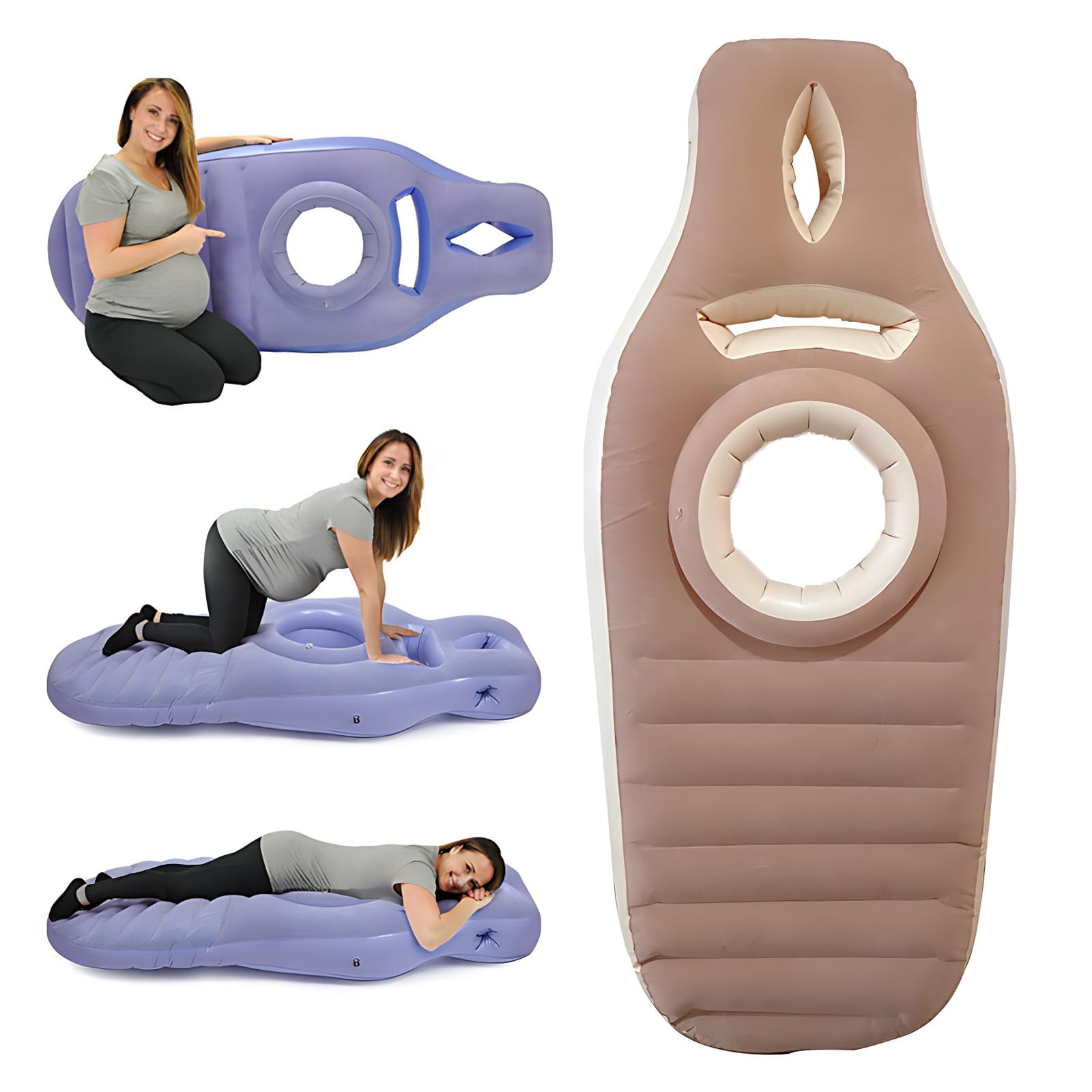 Kingbar Women's Brown Inflatable Pregnancy Pillow, Maternity Pillow With Hole For Tummy, For Ultimate Sleeping Support, Support For Baby Bump,
