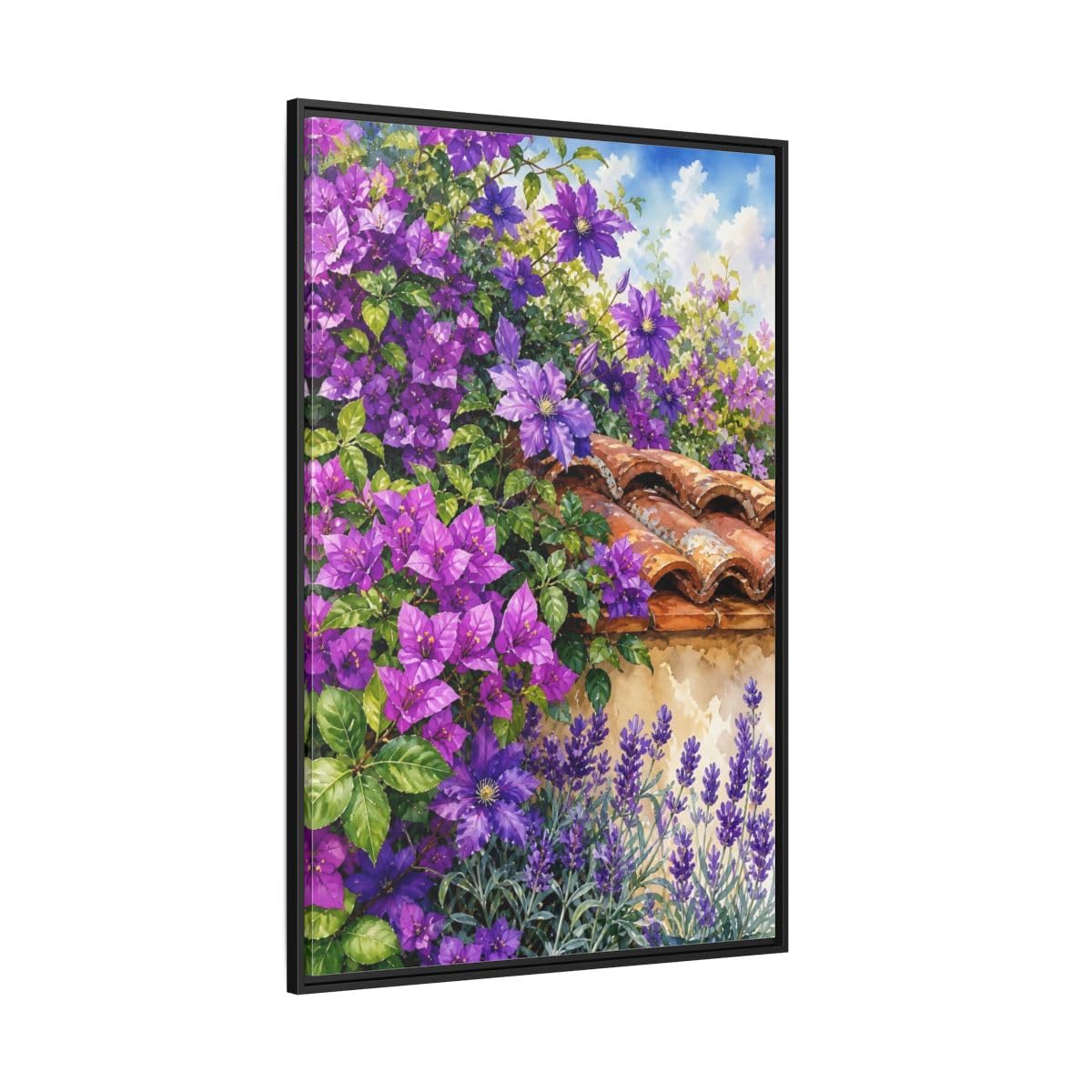 Toile florale violette pour salon moderne au-dessus d'une console d'entrée - 8