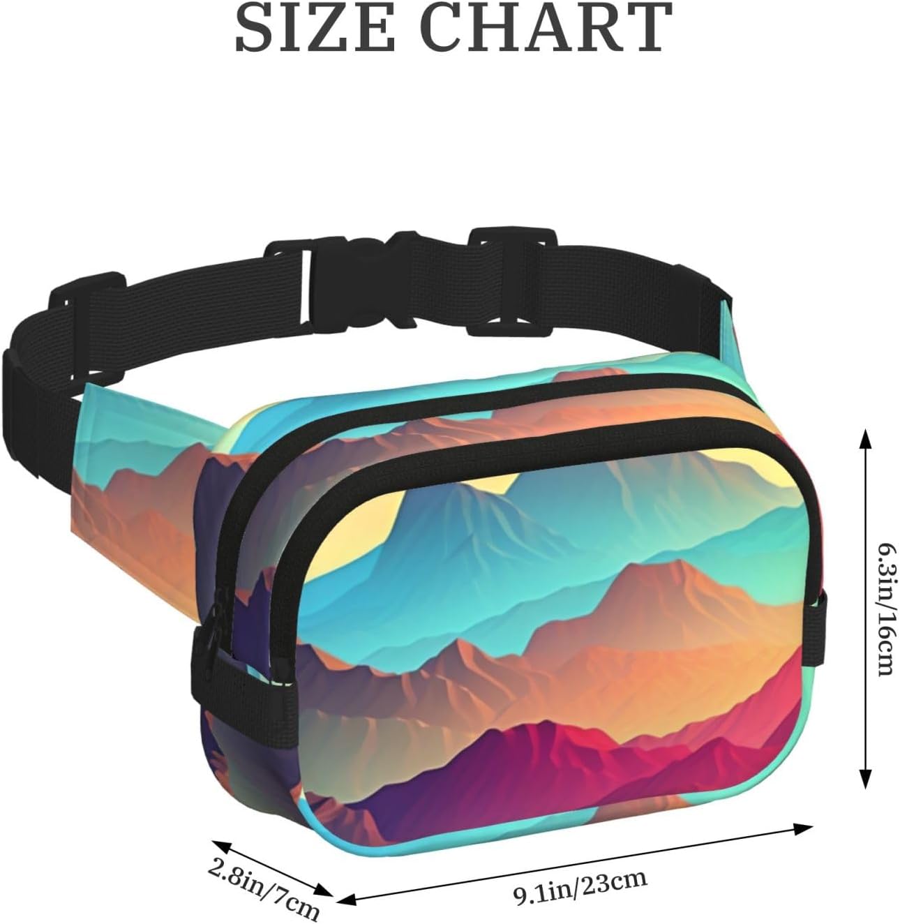 Fanny Packs for Women Adjustable Belt Bag Lightweight Fashion Waist Packs Men Sling Bag Color Mountain Gradient Fanny Pack Crossbody Belt Bag for Traveling Workout Running Cycling