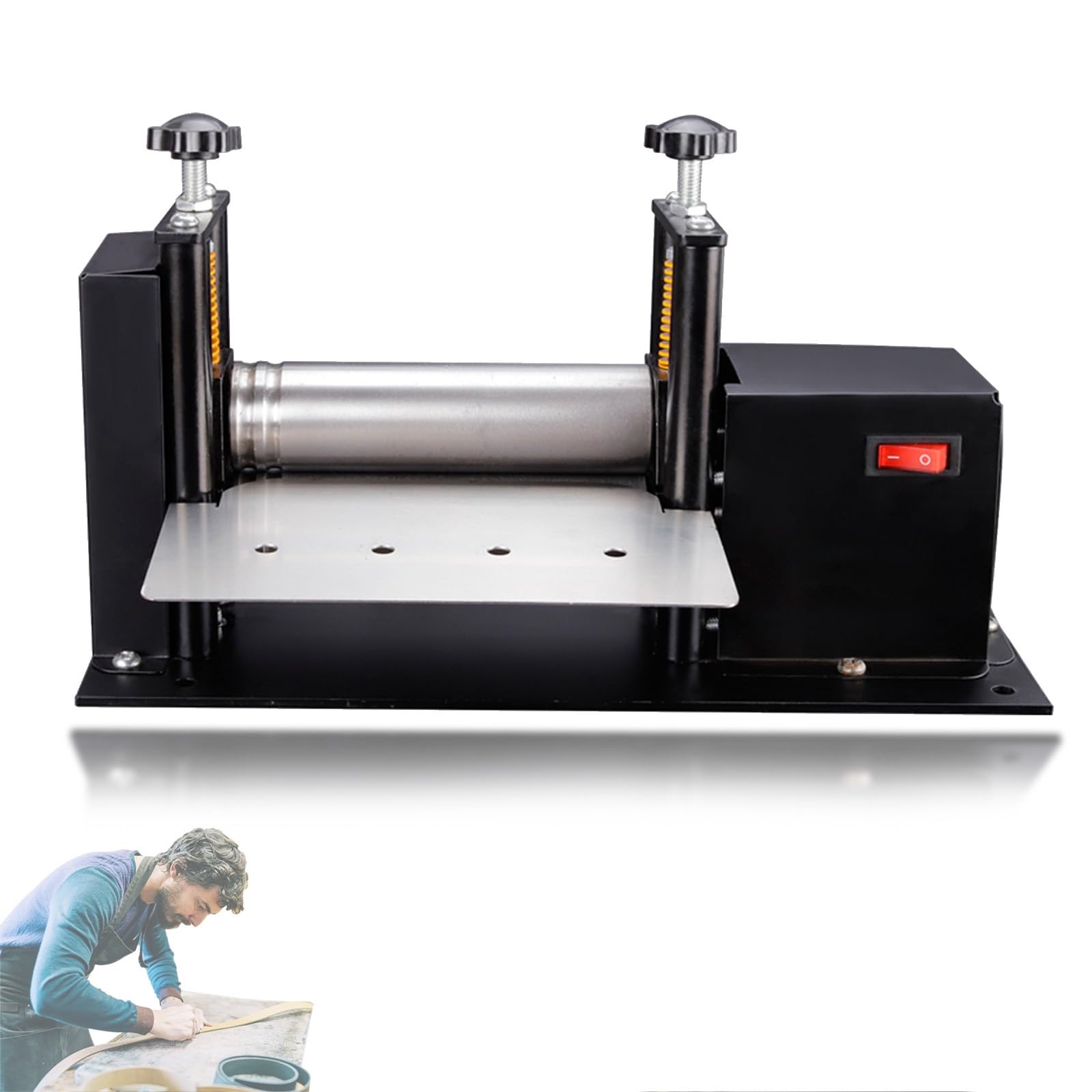 MYUYEE Electric Leather Skiver Machine, 50 RPM DIY Peeling Tool for Leather Craft, Stamping, and Desktop Pressing