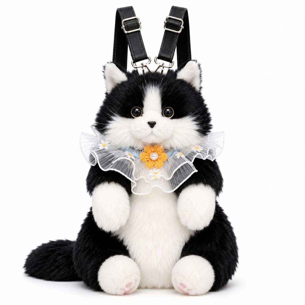 Cute Tiger Plush Sling Bag for Kids | Soft Toy Shoulder Bag with Adjustable Strap | Lightweight Animal Backpack for Boys & Girls | Travel & Gift Bag – Black & White-image-8