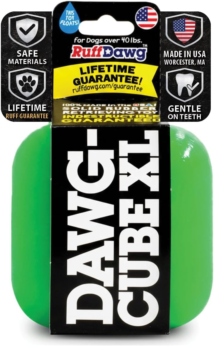 Cube XL 3.5 Indestructible Dog Toy – Heavy-Duty Rubber Fetch & Chew Toy for Aggressive Chewers – Erratic Bounce, Floats, BPA & Latex Free – Made in USA