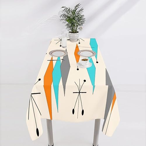 Miniatura 591 de Mantel floral hippie, diseño retro de los años 70, naranja, rosa, azul, floral, bohemio, estampado estético de margaritas, para fiesta, picnic