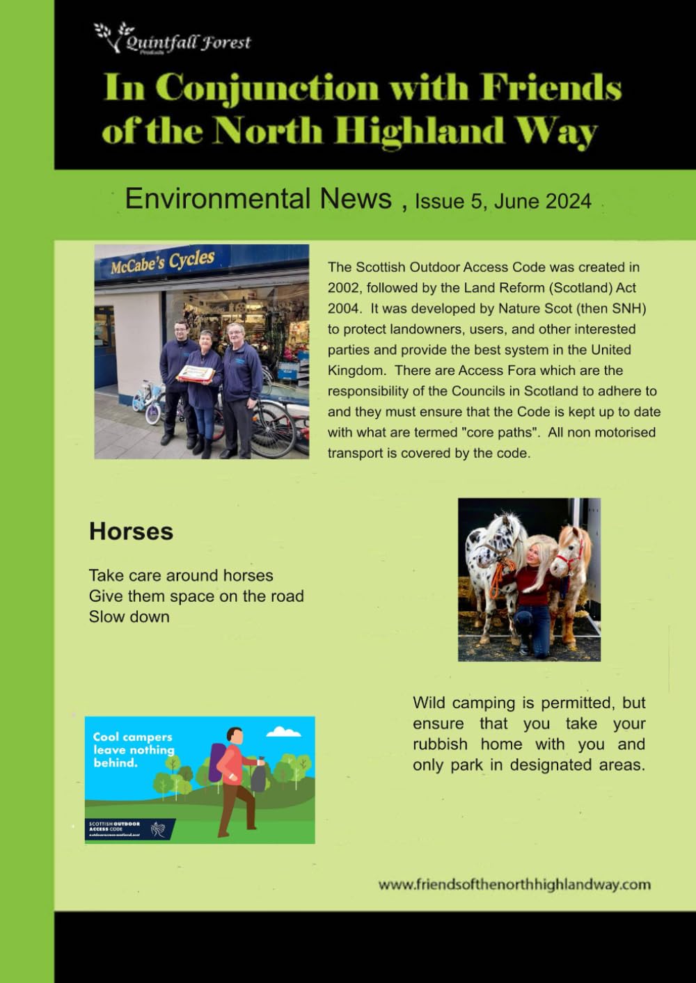 Environmental News: in conjunction with Friends of the North Highland Way (Environmental Matters)