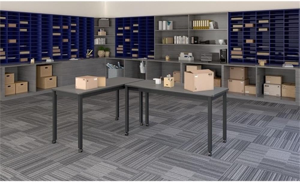Pemberly Row High-Pressure Lab Table, 36" H x 24" W x 48" D, Black Granite Finish, Steel Legs, Durable Laminate Work Surface, Scratch and Chemical Resistant, Comfortable Standing or Seated Height