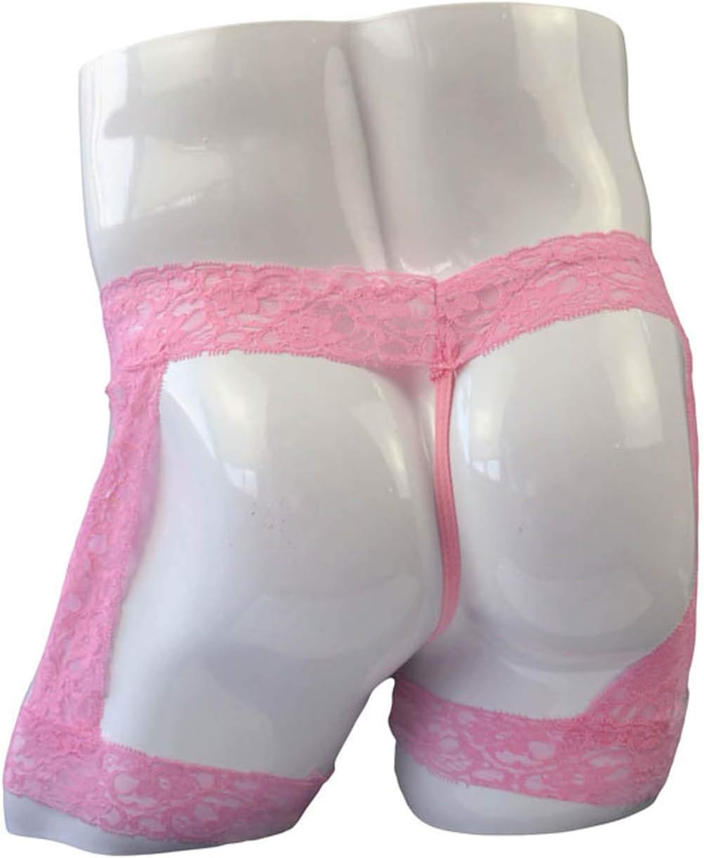 Men's Lingerie Panties Lace Tirm Bulge Pouch G-String Thongs Underwear with Garter